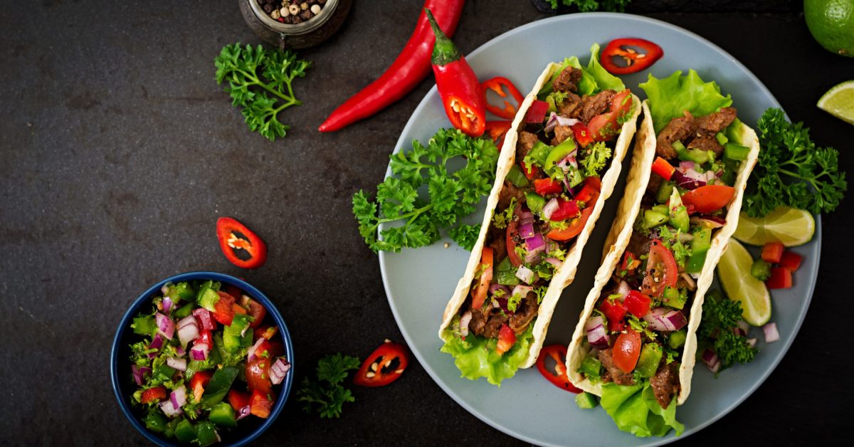 Breakfast flank steak and eggs with guacamole
